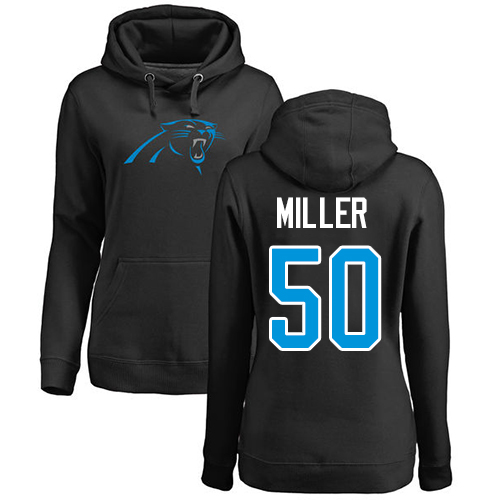 Carolina Panthers Black Women Christian Miller Name and Number Logo NFL Football 50 Pullover Hoodie Sweatshirts
